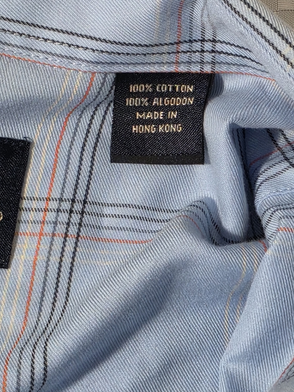 Lucchese Classics Men's Large 100% Cotton Plaid Western Dress Shirt Light Blue - Picture 9 of 10